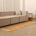Vintage Manisa Turkish Runner Rug 1x7 ft — Orange & Beige Distressed