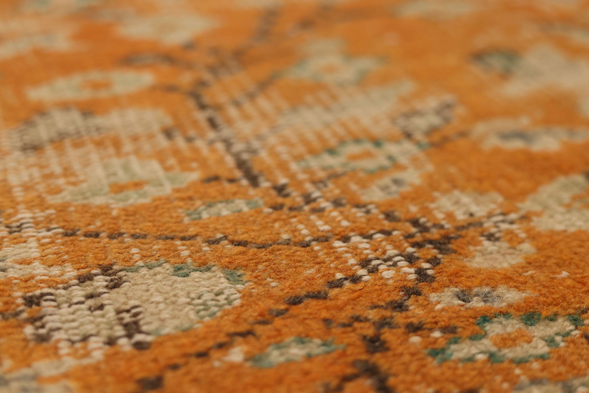 Vintage Manisa Turkish Runner Rug 1x7 ft — Orange & Beige Distressed