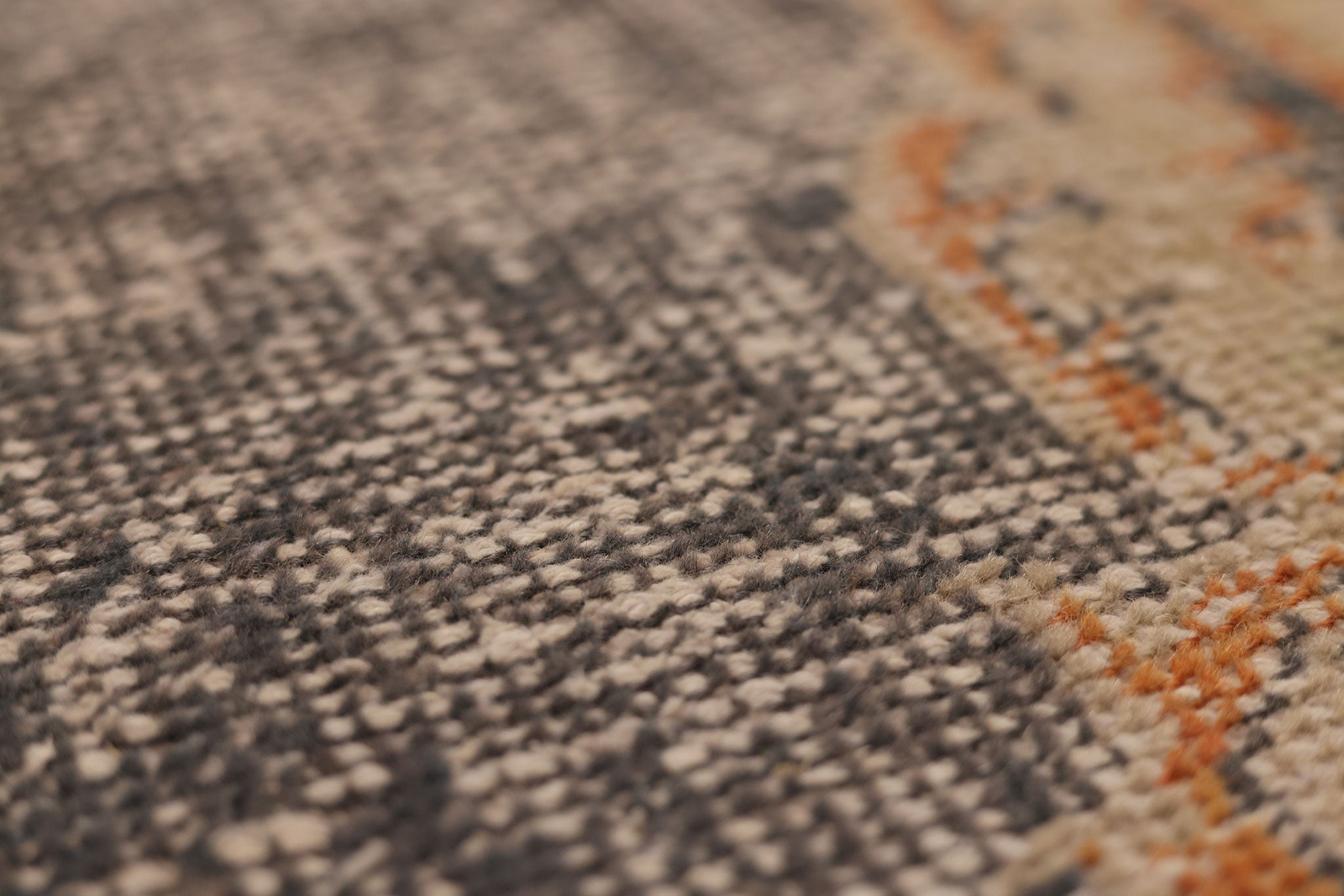 Vintage Manisa Turkish Runner Rug 1x9 ft — Gray & Orange Distressed