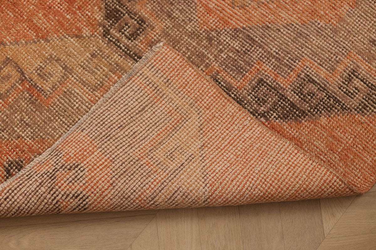 Vintage Malatya Turkish Doormat 2x3 ft — Orange & Brown Distressed