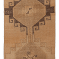 Vintage Malatya Turkish Doormat 2x4 ft — Beige & Brown Geometric (No. 34354)