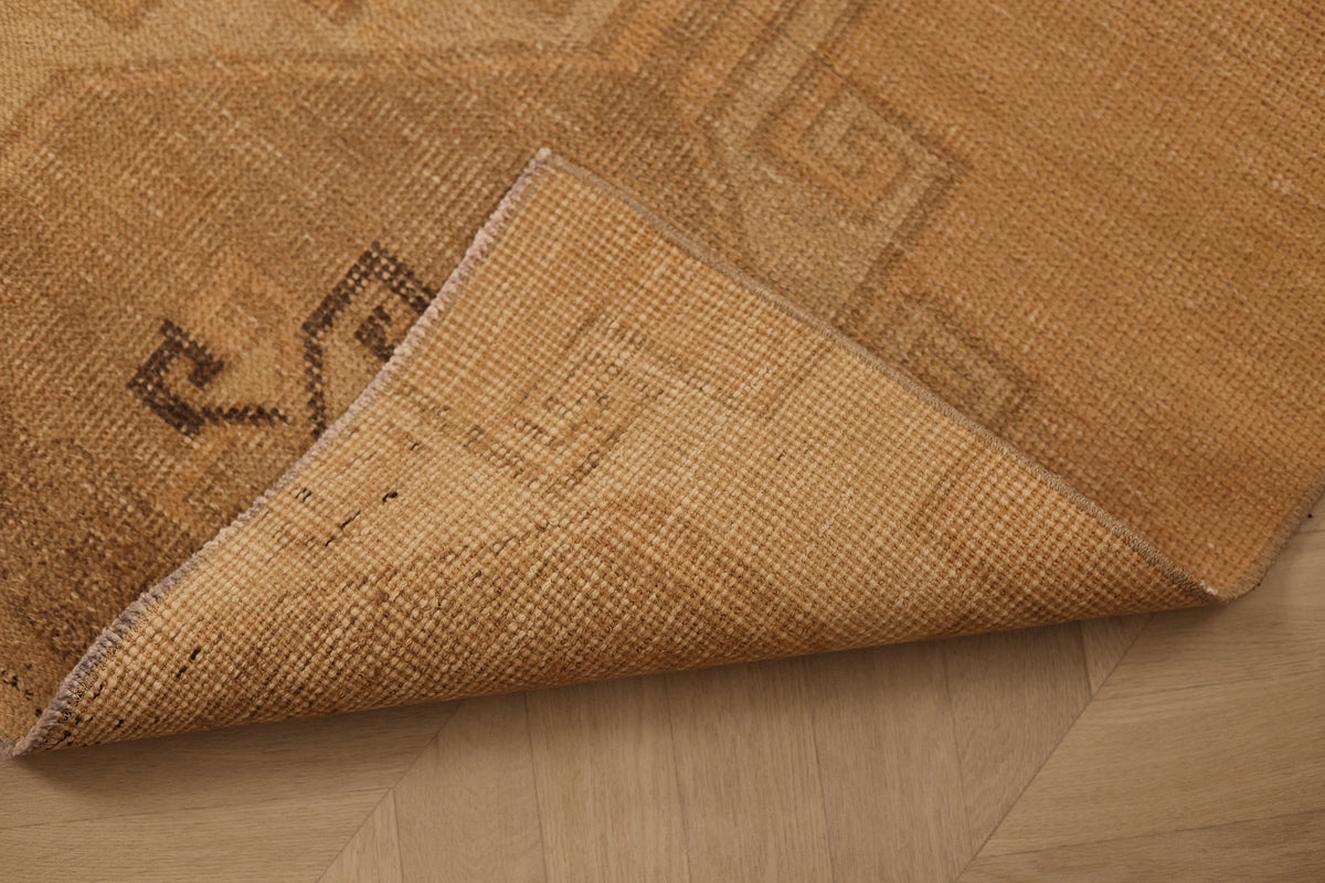Vintage Malatya Turkish Doormat 2x4 ft — Beige & Brown Geometric (No. 34354)