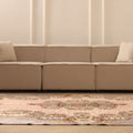 Vintage Isparta Turkish Area Rug 6x9 ft — Beige & Gray Floral