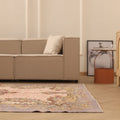 Vintage Isparta Turkish Area Rug 6x9 ft — Beige & Gray Floral