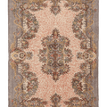 Vintage Isparta Turkish Area Rug 6x9 ft — Beige & Gray Floral