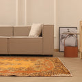 Vintage Isparta Turkish Area Rug 6x9 ft — Orange & Brown Floral