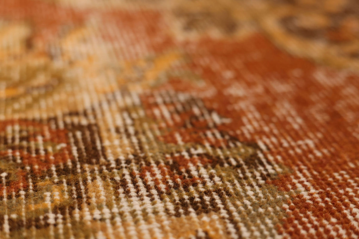 Vintage Isparta Turkish Area Rug 6x9 ft — Orange & Brown Floral