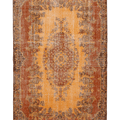 Vintage Isparta Turkish Area Rug 6x9 ft — Orange & Brown Floral