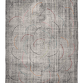 Vintage Isparta Turkish Area Rug 6x9 ft — Gray & White Geometric