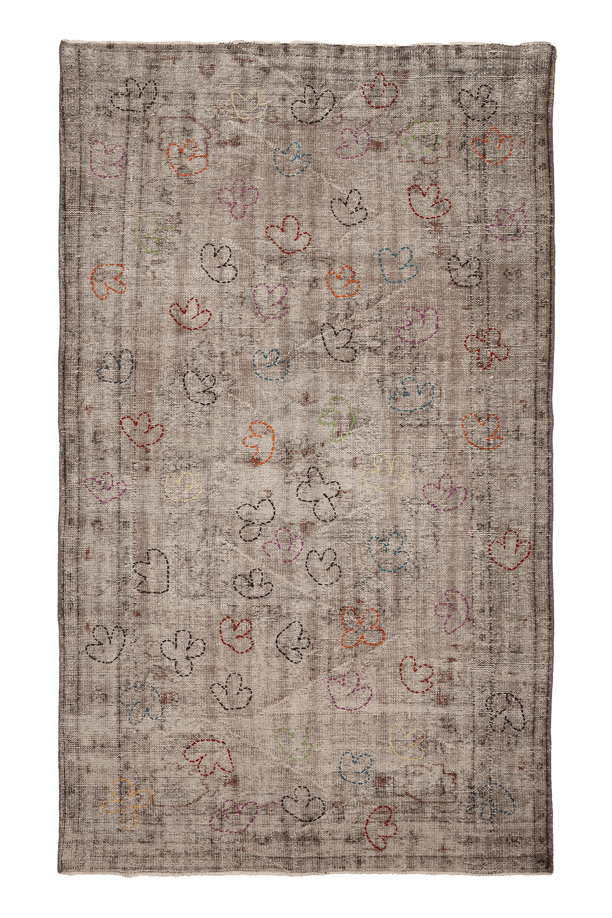 Vintage Isparta Turkish Area Rug 6x10 ft — Beige & Brown Floral
