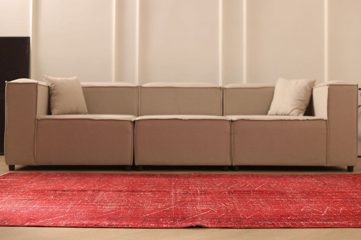 Vintage Isparta Turkish Area Rug 6x9 ft — Red Overdyed
