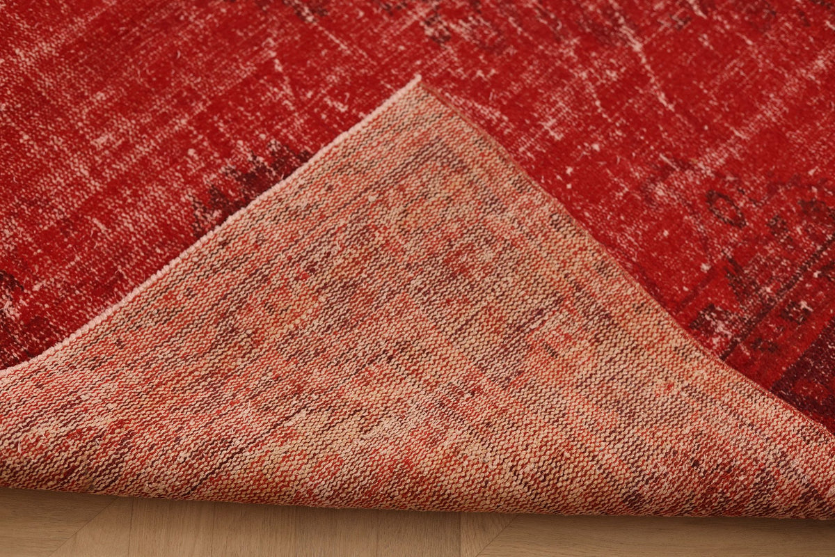 Vintage Isparta Turkish Area Rug 6x9 ft — Red Overdyed