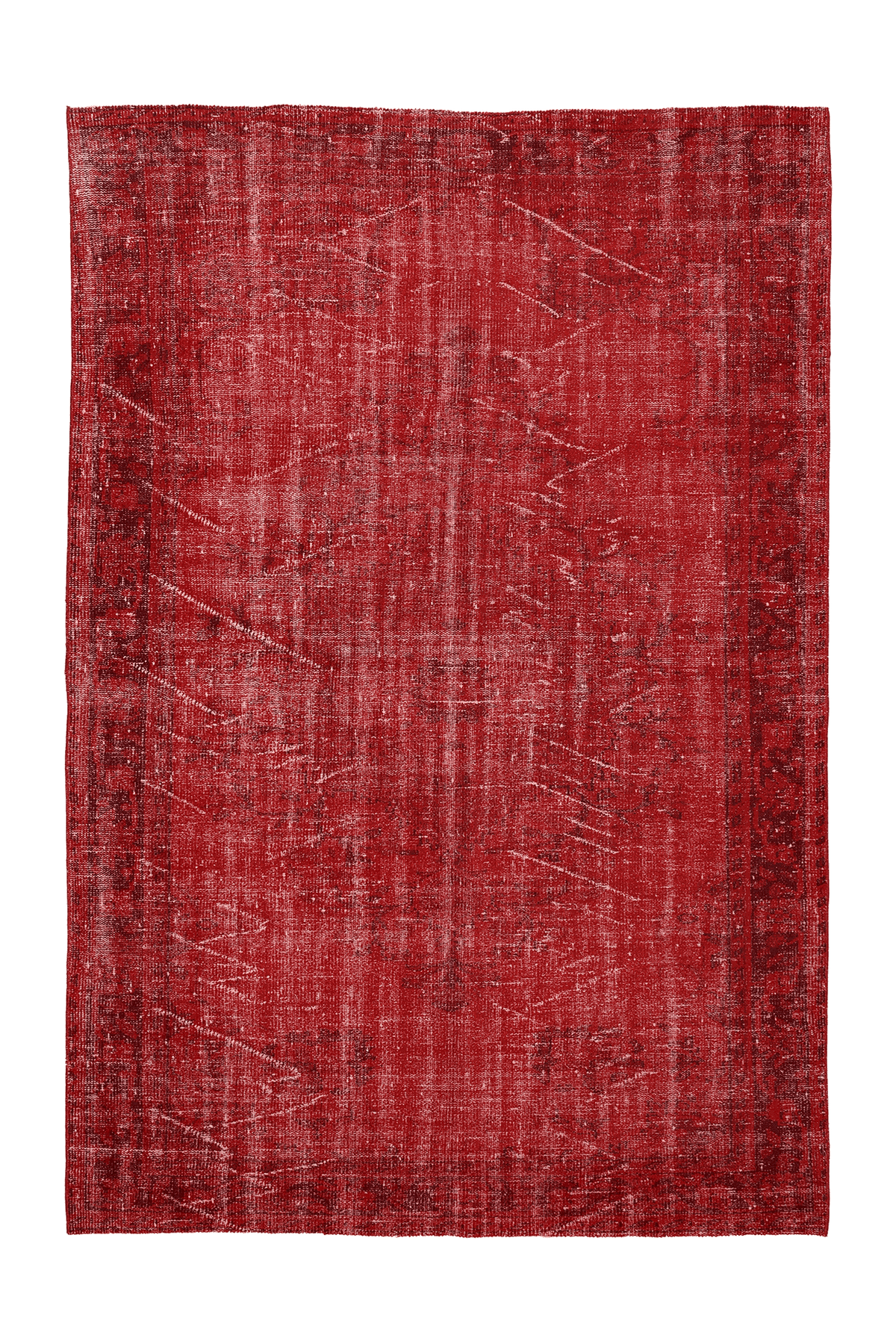 Vintage Isparta Turkish Area Rug 6x9 ft — Red Overdyed