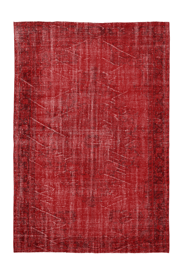 Vintage Isparta Turkish Area Rug 6x9 ft — Red Overdyed
