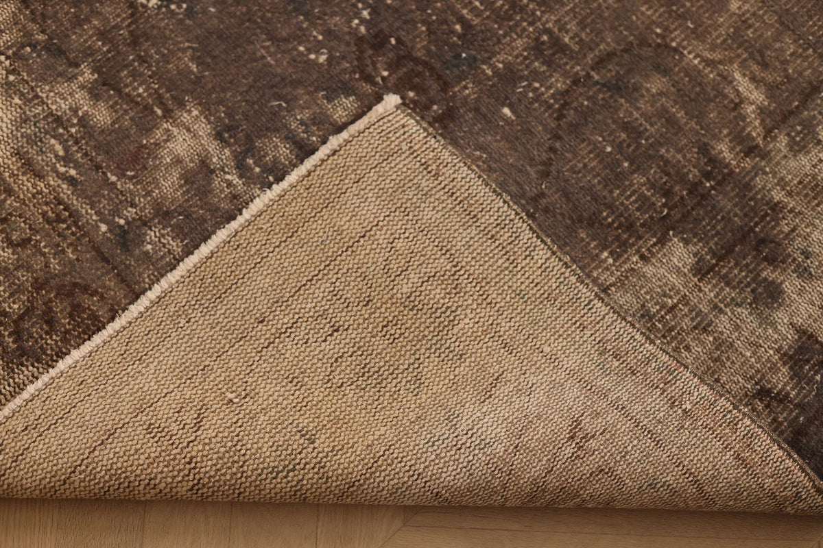 Vintage Isparta Turkish Area Rug 7x11 ft — Brown & Gray Floral