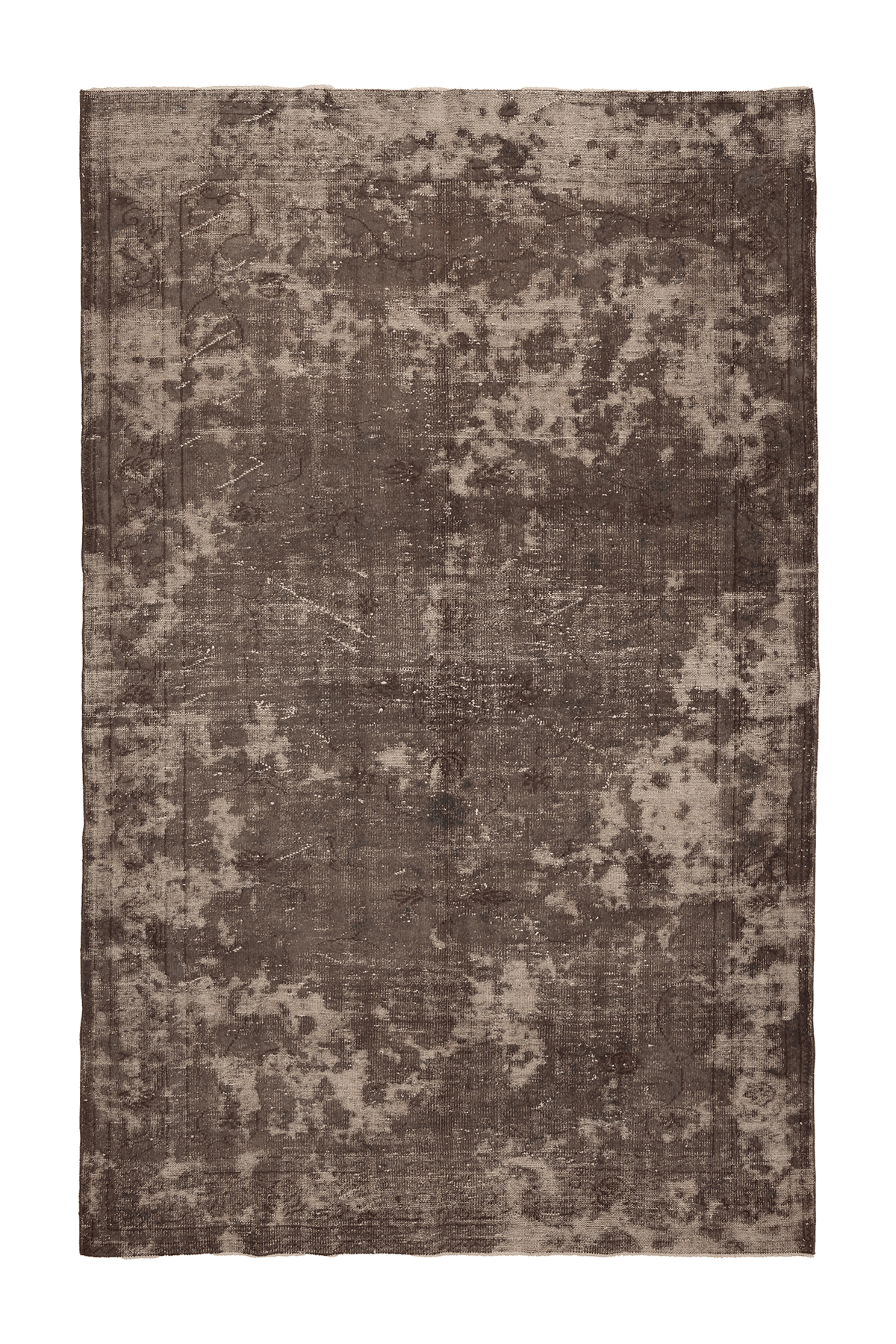Vintage Isparta Turkish Area Rug 7x11 ft — Brown & Gray Floral