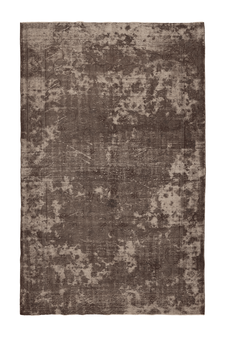 Vintage Isparta Turkish Area Rug 7x11 ft — Brown & Gray Floral
