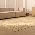 Vintage Isparta Turkish Area Rug 7x11 ft — Beige & Brown Floral
