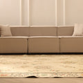 Vintage Isparta Turkish Area Rug 7x11 ft — Beige & Brown Floral