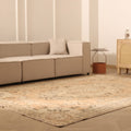 Vintage Isparta Turkish Area Rug 7x10 ft — Beige & Brown Floral