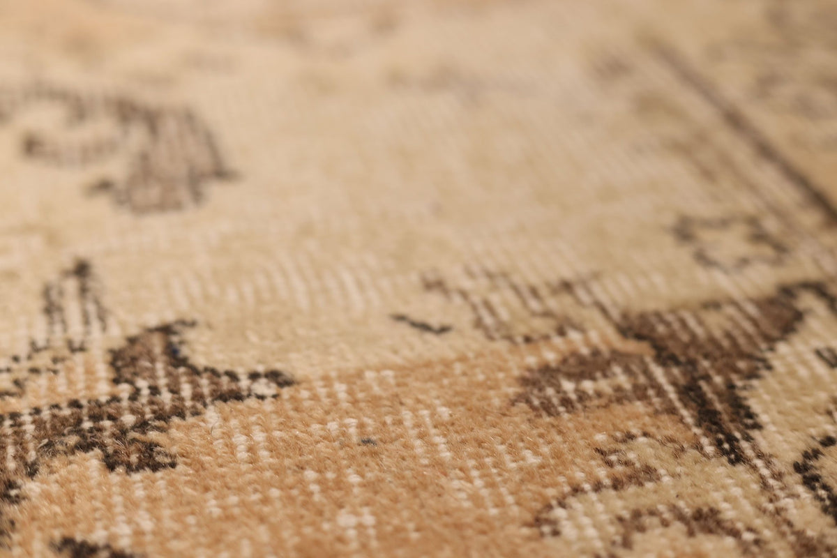 Vintage Isparta Turkish Area Rug 7x10 ft — Beige & Brown Floral