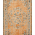 Vintage Manisa Turkish Area Rug 6x10 ft — Orange & Blue Floral