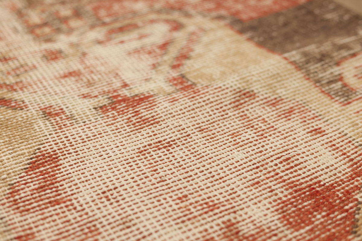 Vintage Malatya Turkish Runner Rug 2x5 ft — Brown & Red Distressed