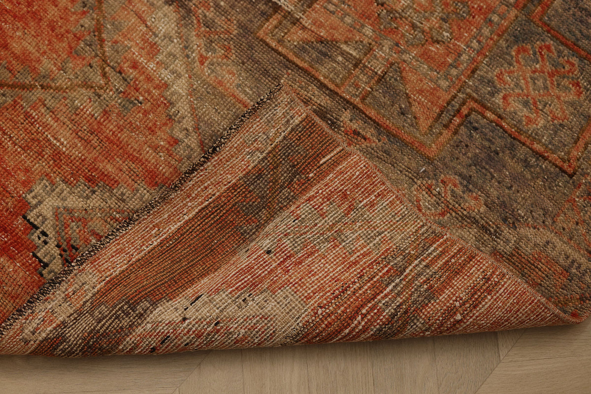 Vintage Malatya Turkish Doormat 2x4 ft — Red & Gray Geometric