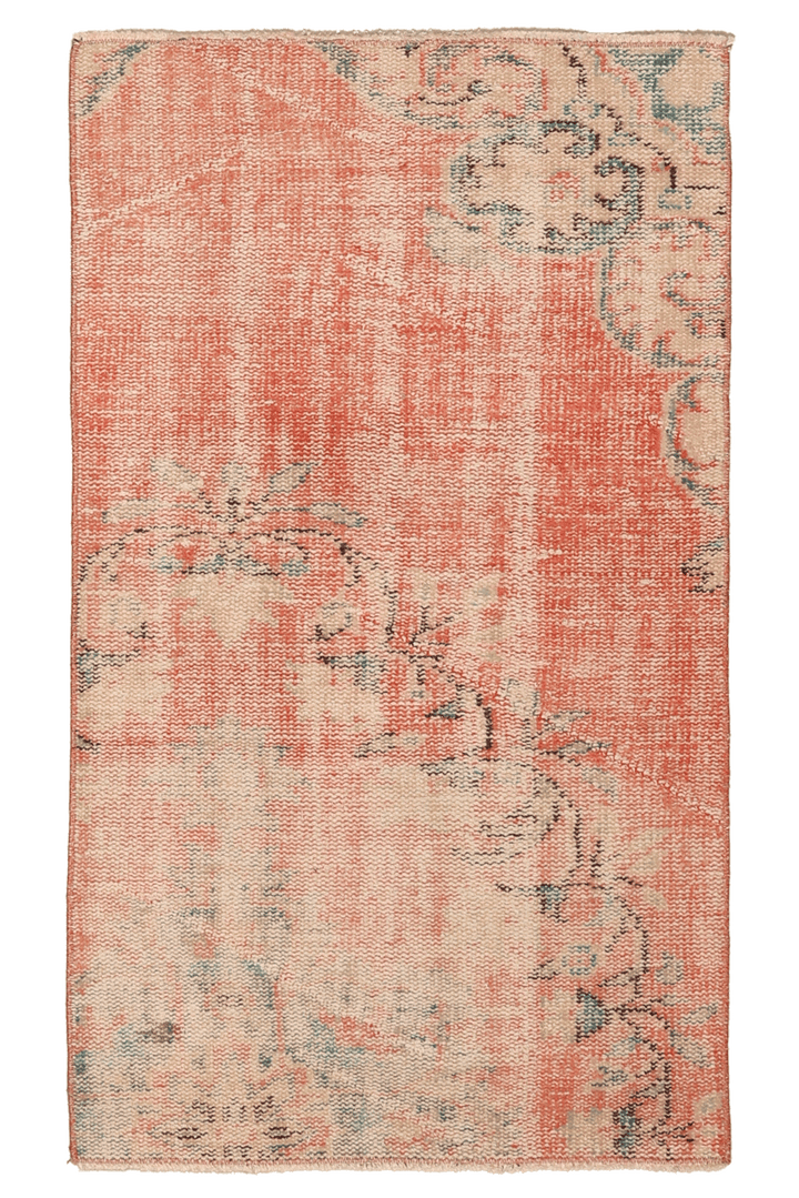 Vintage Manisa Turkish Doormat 2x4 ft — Orange & Beige Distressed