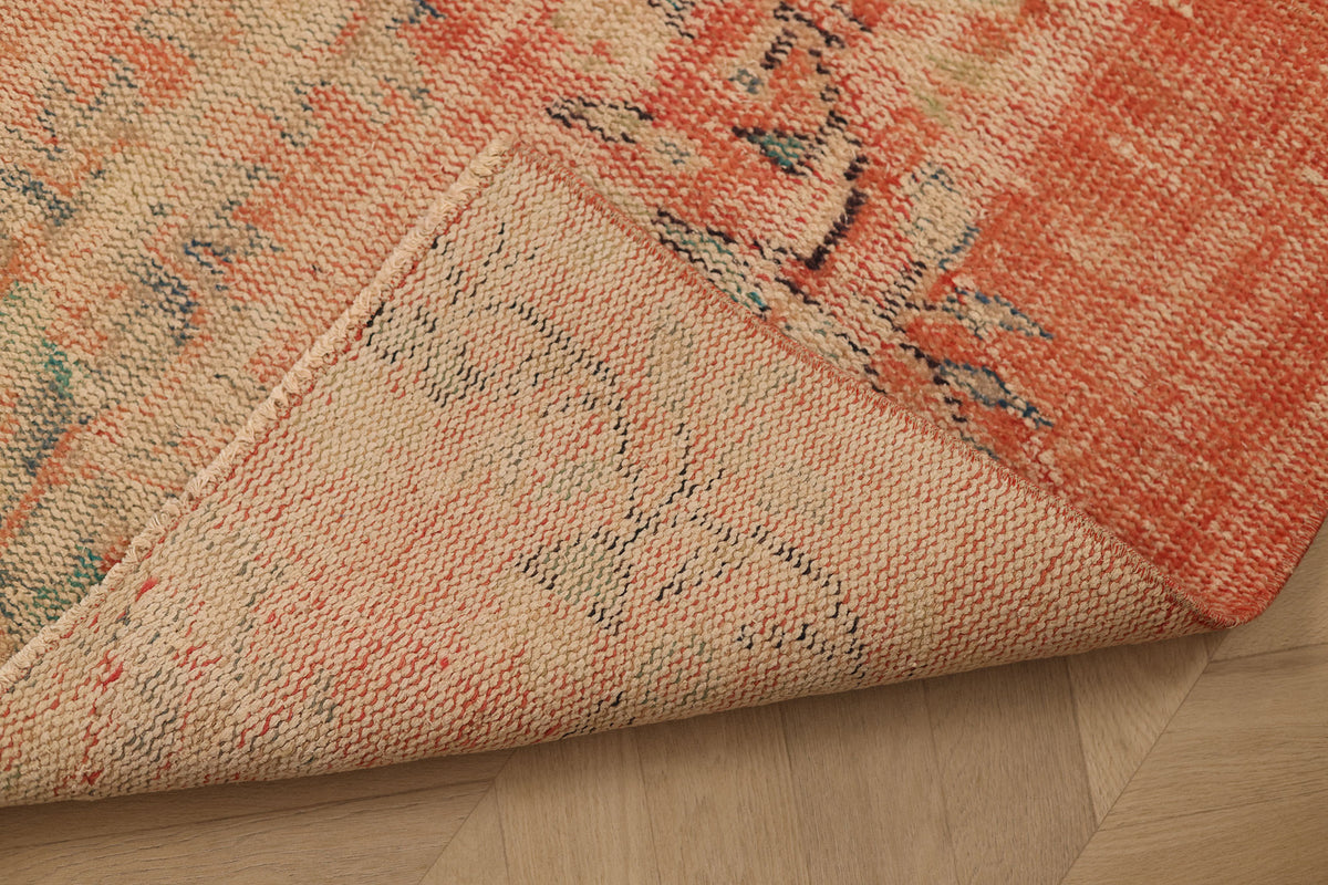 Vintage Manisa Turkish Doormat 2x4 ft — Orange & Beige Distressed