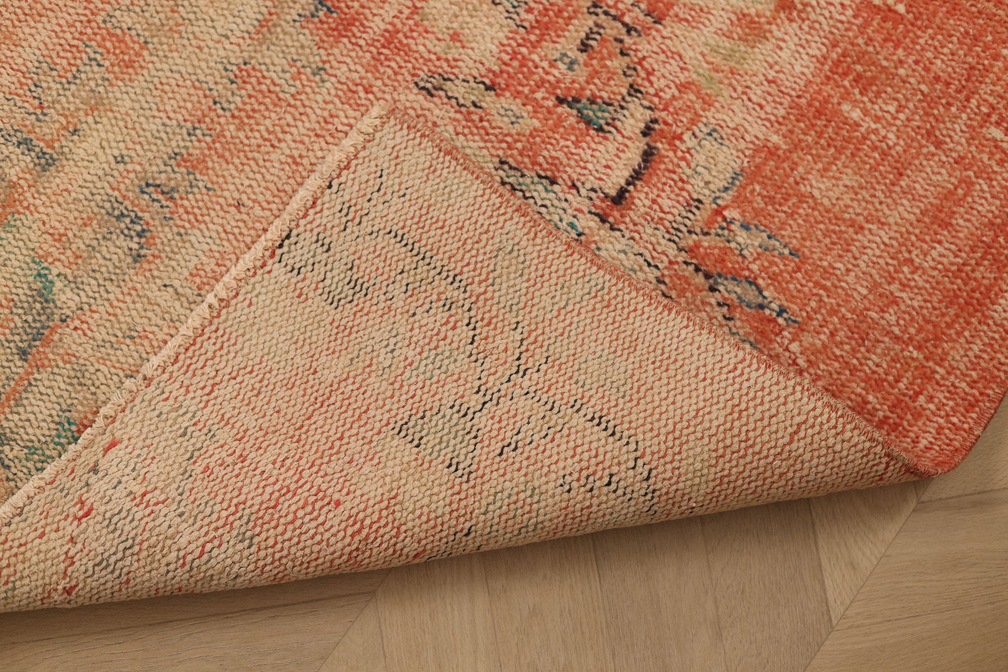 Vintage Manisa Turkish Doormat 2x4 ft — Orange & Beige Distressed