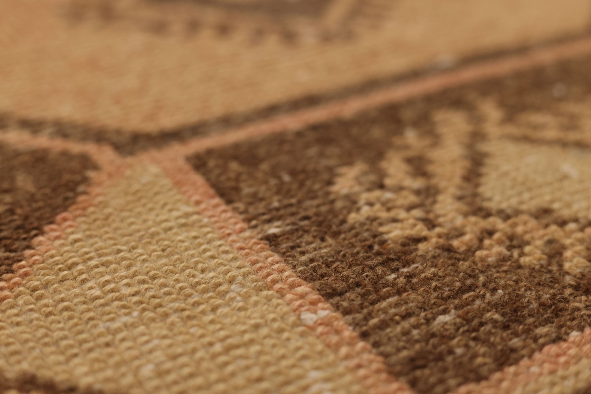 Vintage Malatya Turkish Runner Rug 2x10 ft — Brown & Orange Geometric