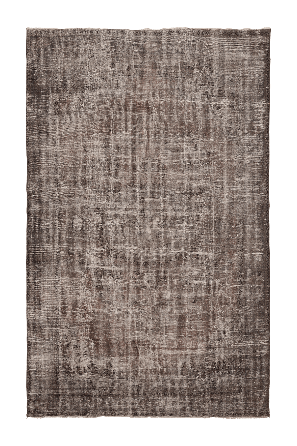 Vintage Isparta Turkish Area Rug 6x10 ft — Brown & Gray Distressed