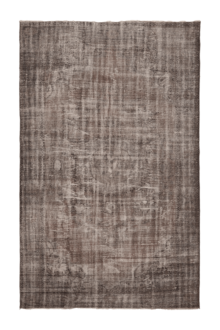 Vintage Isparta Turkish Area Rug 6x10 ft — Brown & Gray Distressed