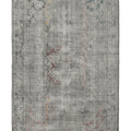 Vintage Isparta Turkish Area Rug 6x9 ft — Gray & Green Floral