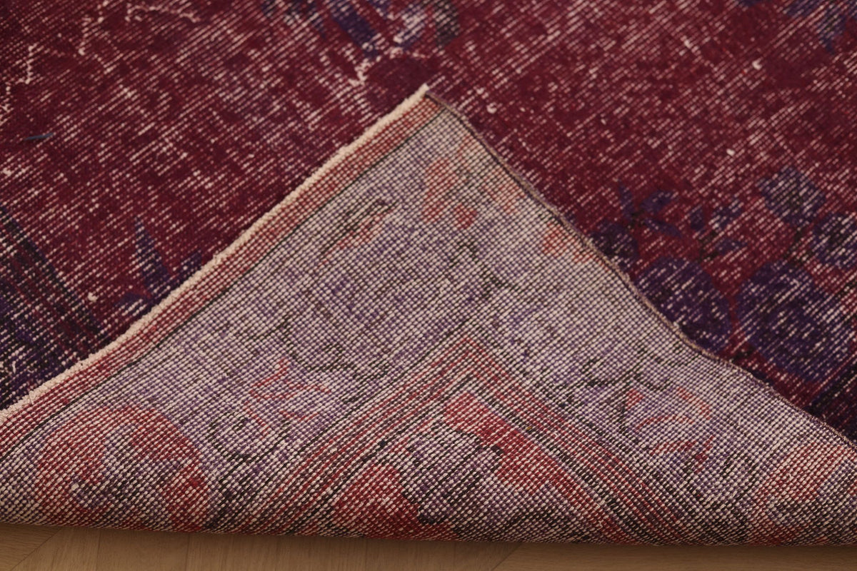 Vintage Isparta Turkish Area Rug 6x9 ft — Red & Gray Overdyed