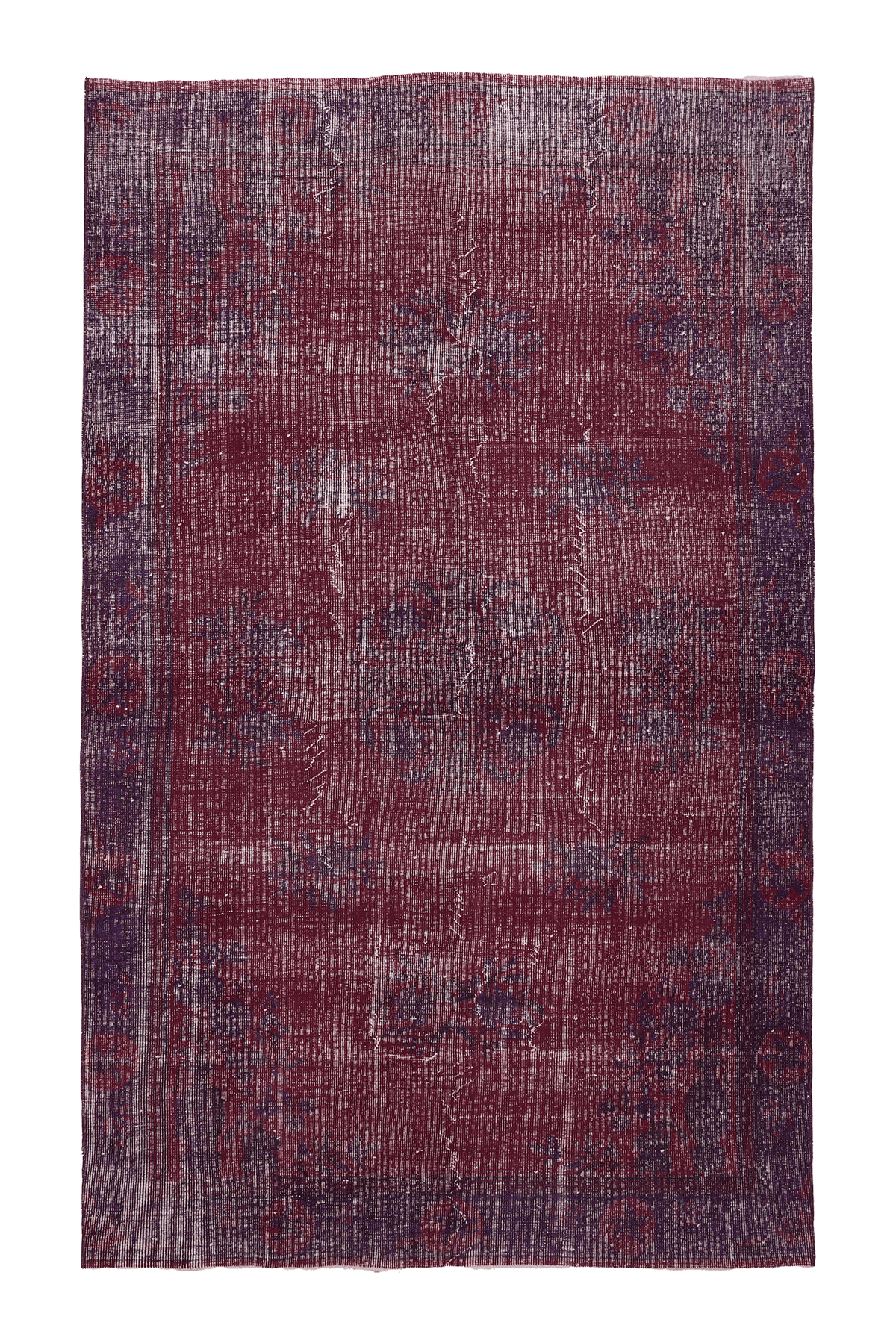 Vintage Isparta Turkish Area Rug 6x9 ft — Red & Gray Overdyed