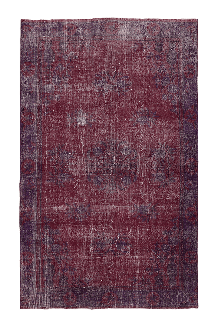 Vintage Isparta Turkish Area Rug 6x9 ft — Red & Gray Overdyed