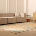 Vintage Manisa Turkish Area Rug 6x9 ft — Orange & Blue Floral