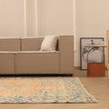 Vintage Manisa Turkish Area Rug 6x9 ft — Orange & Blue Floral