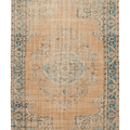 Vintage Manisa Turkish Area Rug 6x9 ft — Orange & Blue Floral
