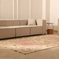 Vintage Isparta Turkish Area Rug 6x10 ft — Pink & Beige Floral