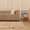 Vintage Isparta Turkish Area Rug 6x10 ft — Pink & Beige Floral
