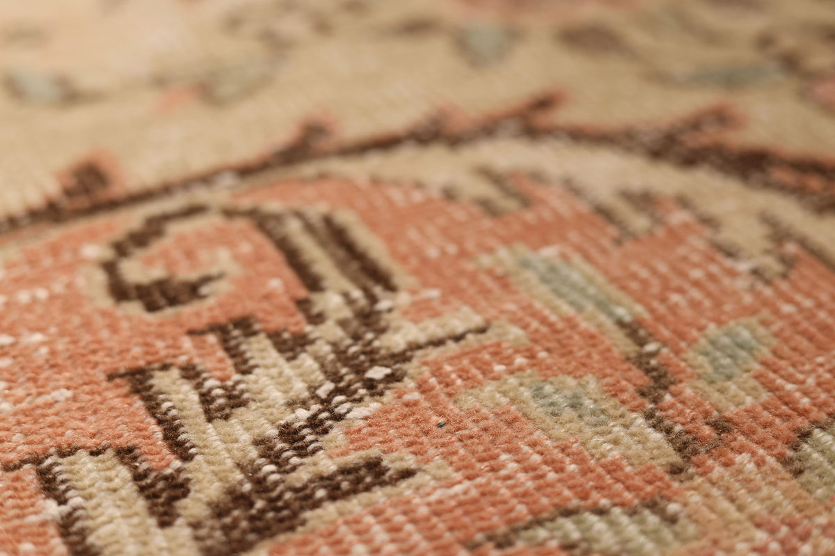 Vintage Isparta Turkish Area Rug 6x10 ft — Orange & Beige Floral