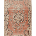 Vintage Isparta Turkish Area Rug 6x10 ft — Orange & Beige Floral