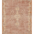 Vintage Isparta Turkish Area Rug 7x9 ft — Beige & Orange Floral