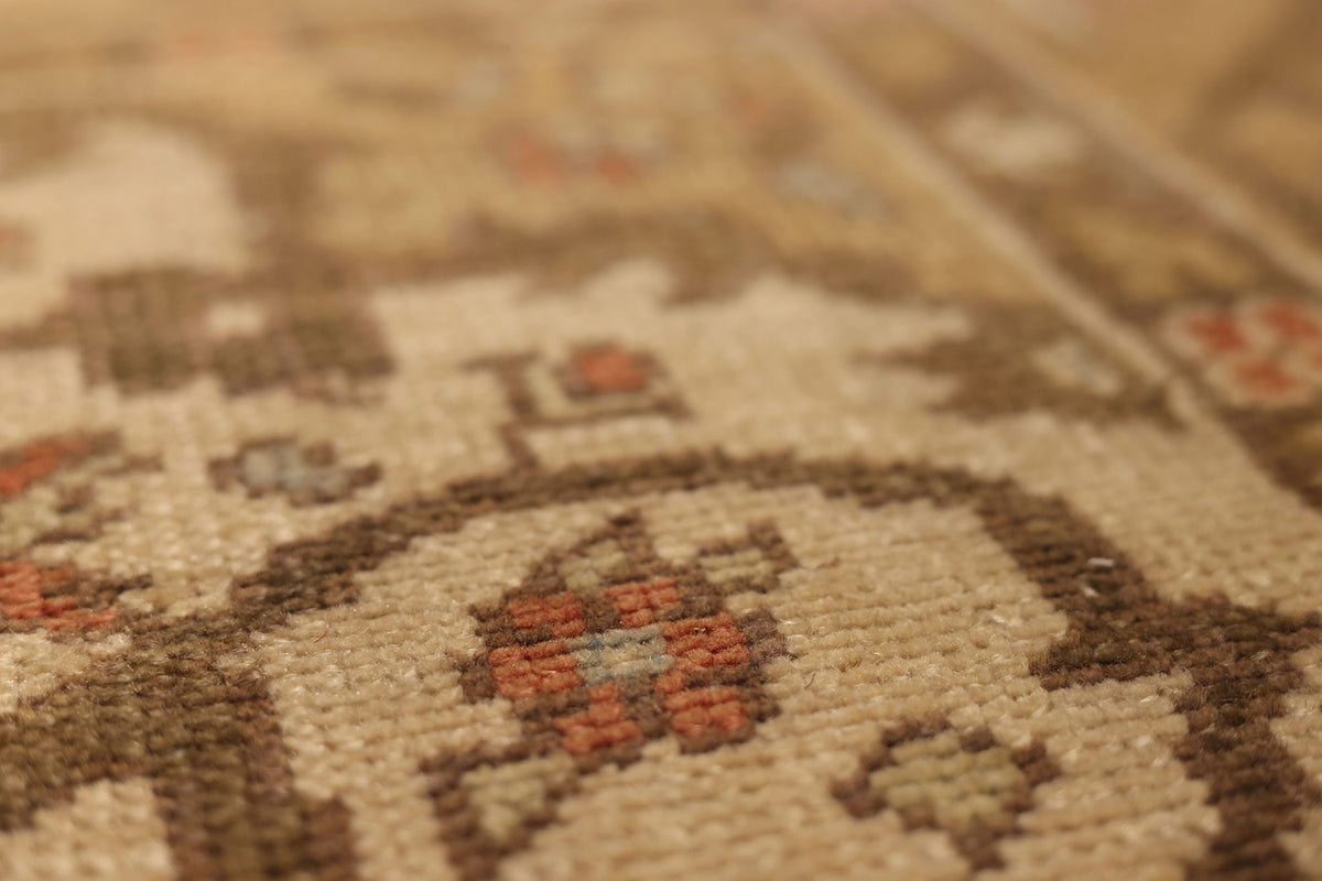 Vintage Çanakkale Turkish Area Rug 5x10 ft — Red & Brown Floral
