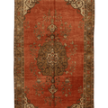 Vintage Çanakkale Turkish Area Rug 5x10 ft — Red & Brown Floral