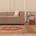 Vintage Isparta Turkish Area Rug 6x11 ft — Red & Beige Distressed