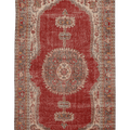 Vintage Isparta Turkish Area Rug 6x11 ft — Red & Beige Distressed